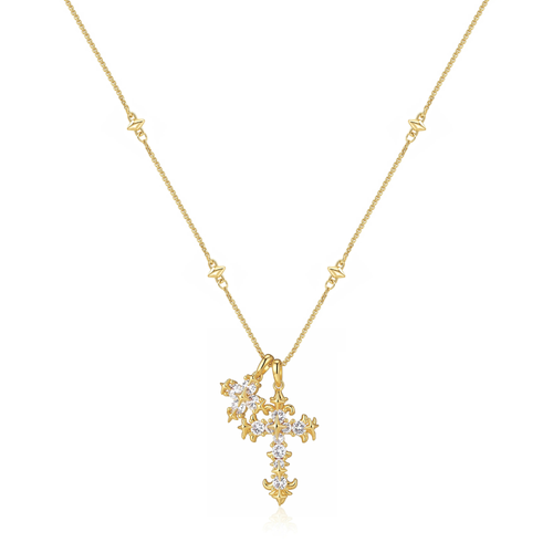 Sable Double Cross Necklace